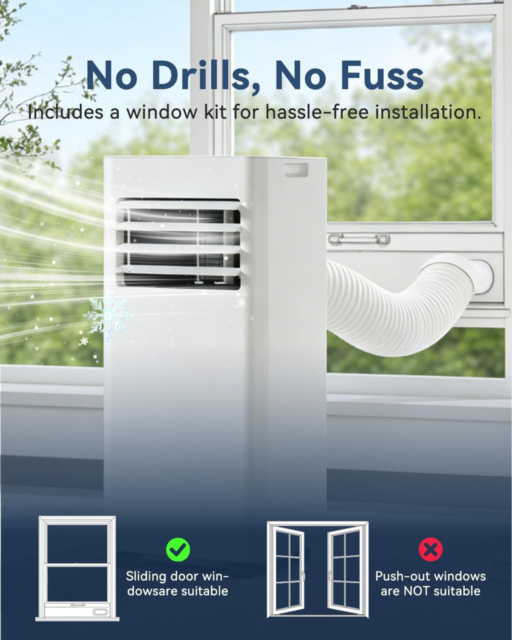 Portable Air Conditioner 9000 BTU Smart WiFi 5-in-1 Cooling Unit 25m² White