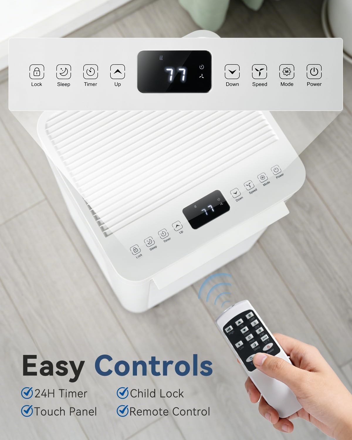 Portable Air Conditioner 9000 BTU Smart WiFi 5-in-1 Cooling Unit 25m² White