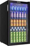 EUHOMY JC-90VEL-F 93L Freestanding Beverage Refrigerator Glass Door Black