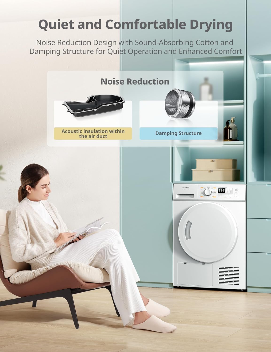 COMFEE' 8kg Heat Pump Tumble Dryer Energy Class A+ White CFG09EH80/W-UK